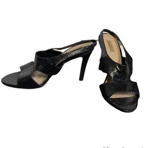 Tahari Whitney black faux snake skin heel sling back shoes women’s size 8.5 m